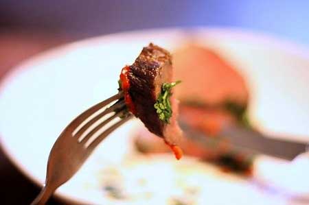 beef on fork